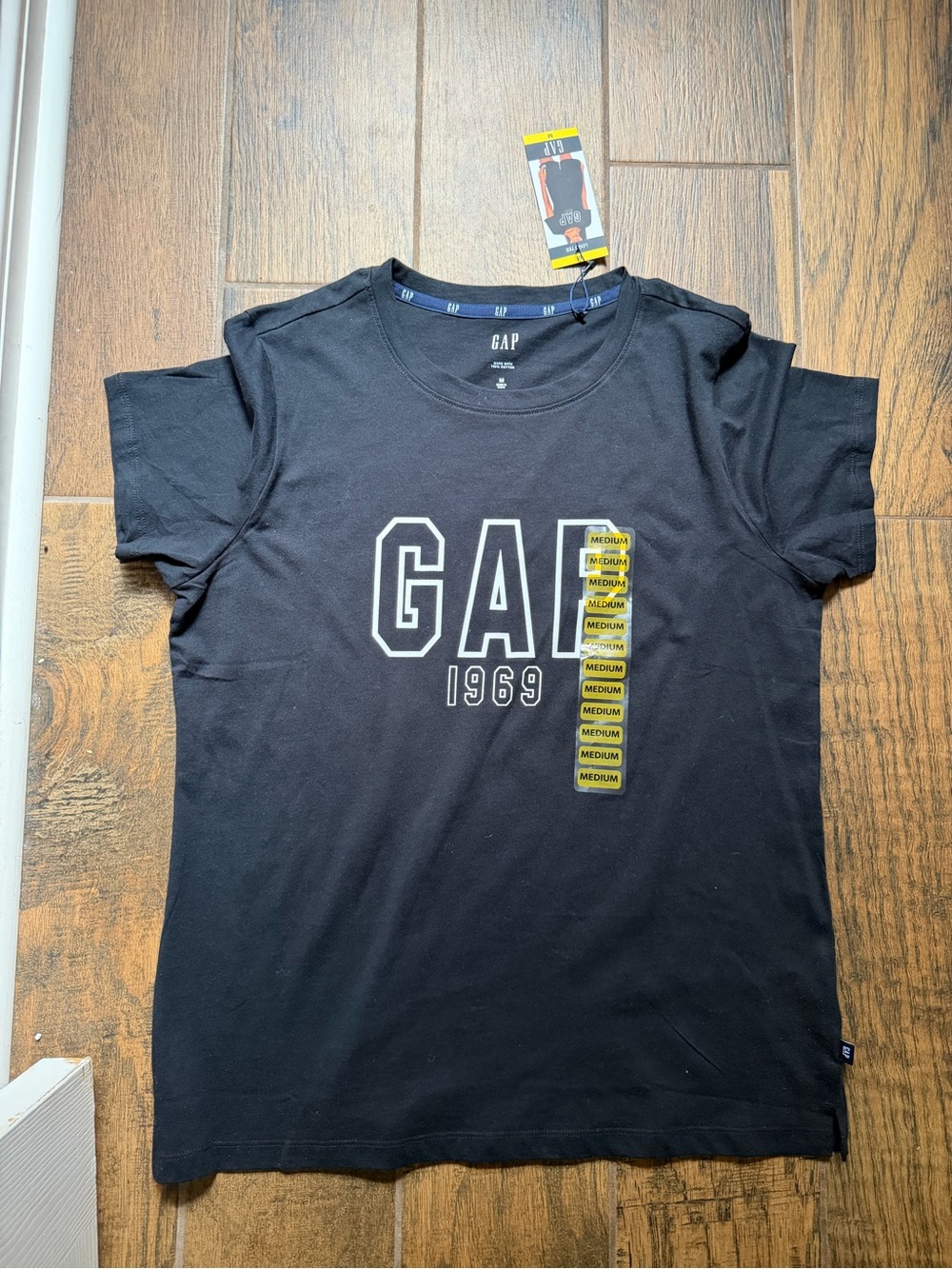 GAP Black Tee with White Outline 'GAP 1969' Logo